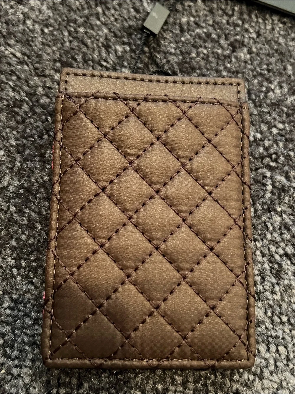 MZ Wallace Crosby Slim Walnut Brown Quilted Card Holder NWT